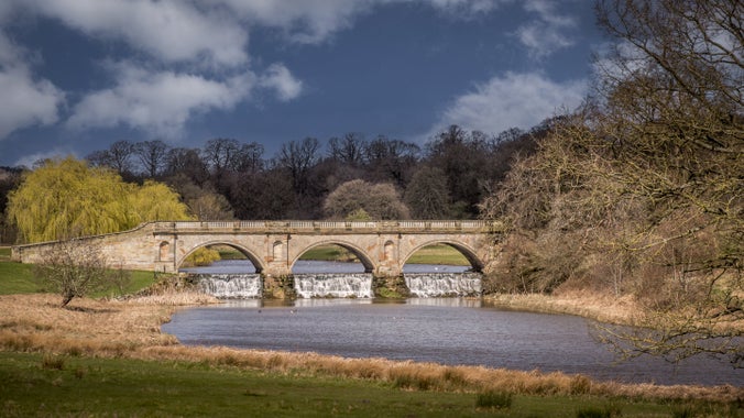 The 18th-century bridge at Kedleston Hall, near Kedleston Park House, Derbyshire